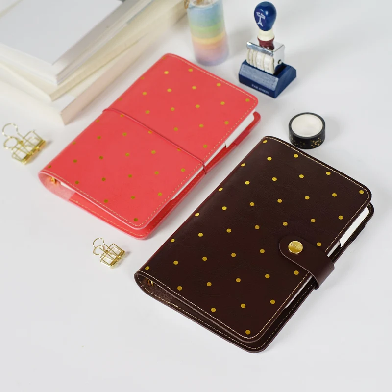 А5 А6 кавайная кожаная записная книжка дневник портативный в горошек планировщик