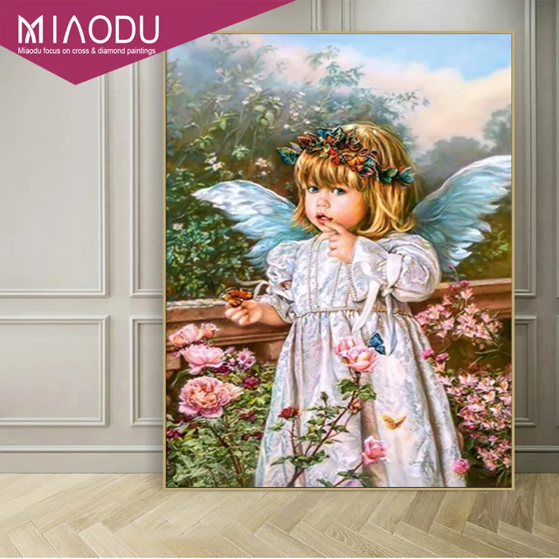 Miaodu 5d Diy Алмазная вышивка крестиком вышитый бриллиантами Ангел Девушка картина настенный стикер с пейзажем полная Алмазная мозаика