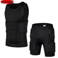 honeycomb anti collision suit padded compression shirt chest protector undershirt football soccer paintball shorts knee pads
