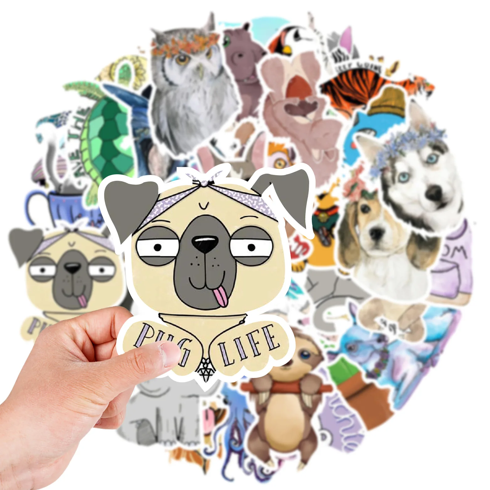 Pegatina para ordenador port&aacute;til para ni&ntilde;os, 50 Uds., dibujos animados de animales, perro, Pvc, grafiti, juguete, calcoman&iacute;as, equipaje, escritorio mezclado, muebles de motocicleta-2
