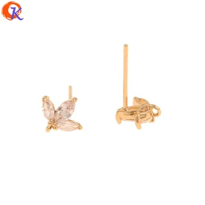 Сердечный дизайн 30 шт 8*8 мм ювелирные аксессуарыCZ серьги гвоздикиСделай сам изготовлениеПОДЛИННОЕ золотое покрытиеручная работасерьги