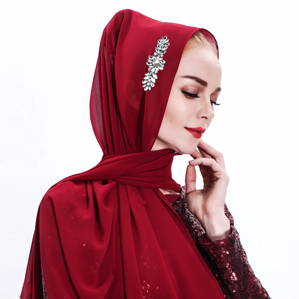 Исламская Для женщин длинный шарф Мусульманский Макси-шали простым изголовьем