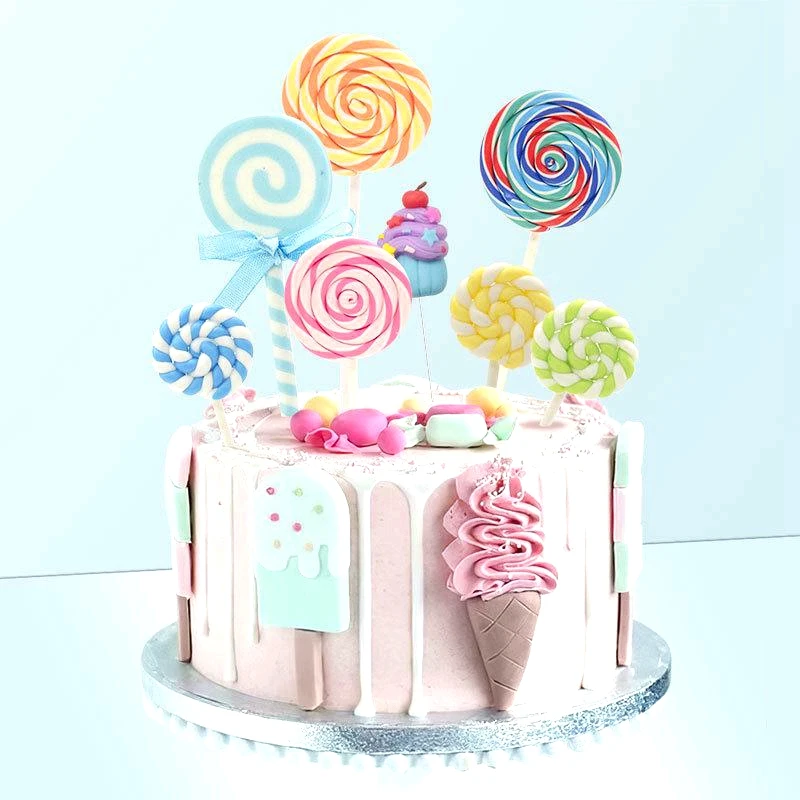 

Cute Lollipop Cake Topper Decor Birthday Cake Baby Shower Boy Girl 1st Happy Birthday Party Decor Kid Cake Decor Cupcake Topper