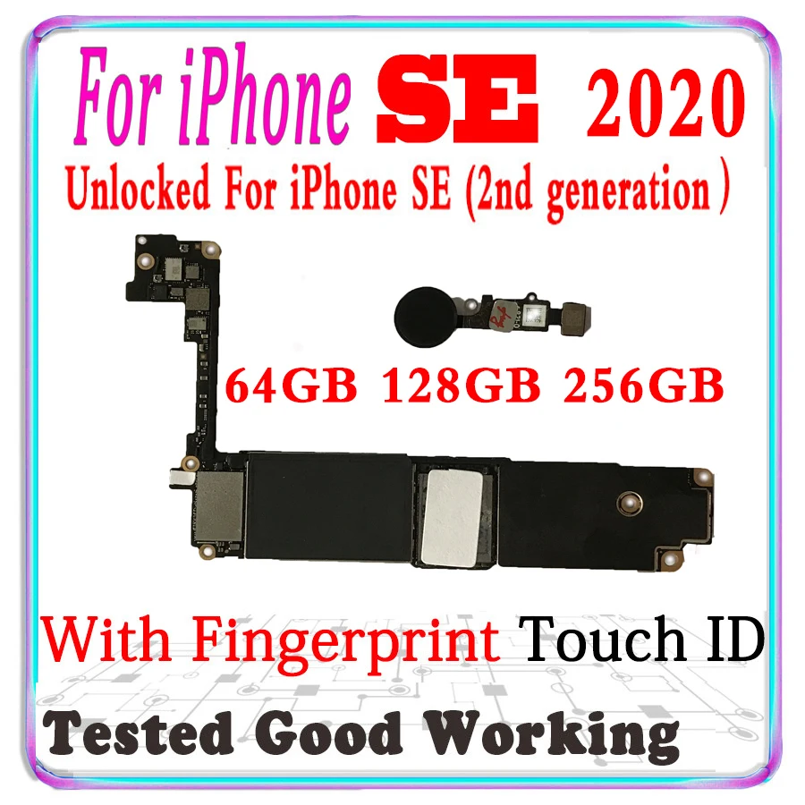 Бесплатный iCloud разблокированный для iphone SE 2020 4 7 &quotматеринская плата с Touch ID 64 Гб 128