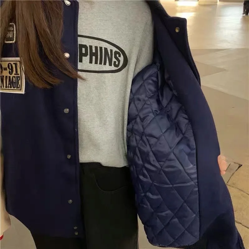 2XL Harajuku свободная бейсбольная форма модные куртки для женщин зимняя одежда