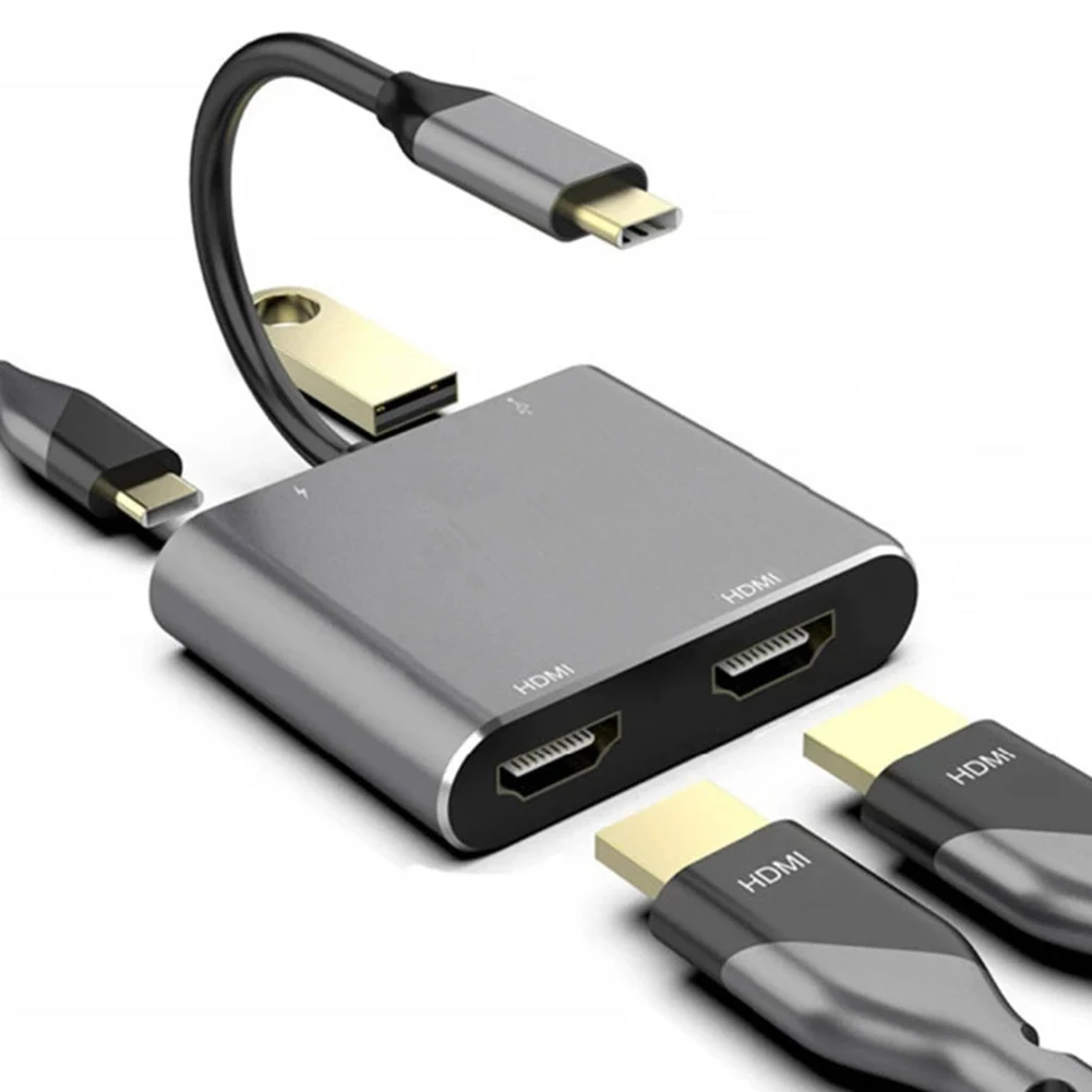 

Universal Type C to Dual HDMI-Compatible 4 in 1 USB C Dock Station Hub 4K Adapter Cable For HP DELL XPS Surface Lenovo ThinkPad