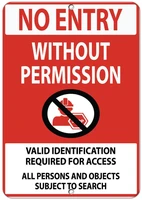 no entry valid id required for access activity sign label vinyl decal sticker kit osha safety label compliance signs 8