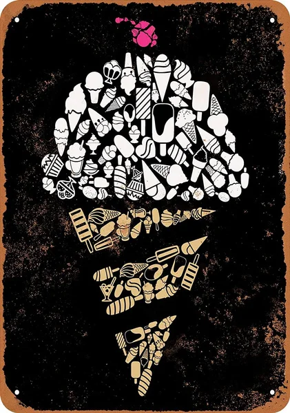 

Ice Cream Icons Tin Sign art wall decoration,vintage aluminum retro metal sign