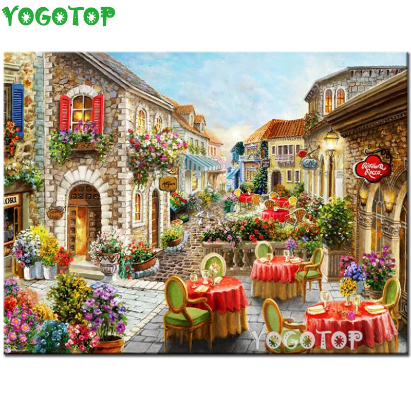 5D алмазов картина уличное кафе декорации полный дрель Сделай Сам головоломка со