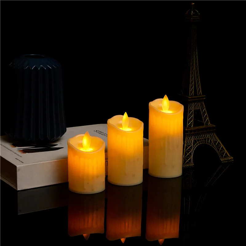 

Flameless LED Candle Light Real Paraffin Wax Pillars with Realistic Swing Flames for Birthday/Wedding /Christmas Decor HomeDecor