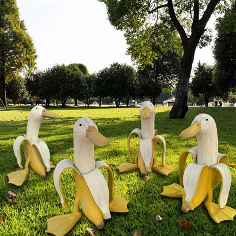 

Banana Duck Garden Decoration Statues Funny Animal Sculptures Home Decoartion Lawn Ornaments Garden Craft Duck