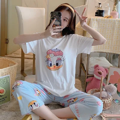 Disney Микки Маус одежда для сна пижама Минни короткий рукав рубашки шорты