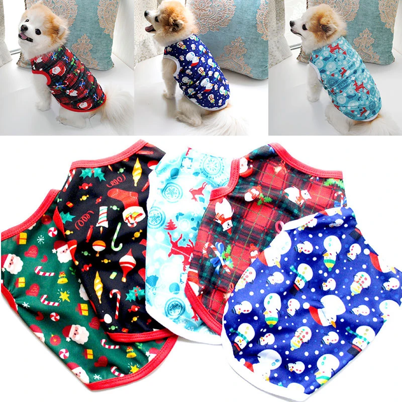 

2021 Multi-color Lovely Dog Printed Vest Exquisite Christmas Style Vest Cute Soft Comfortable Breathable Pet Vest Pet Supplies