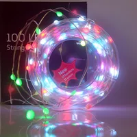 RGB Fairy USB Plug Single Point Control String Light 3-wire Big Beads Lighting Mode Flashing Home Christmas Garlands 10M 100LED