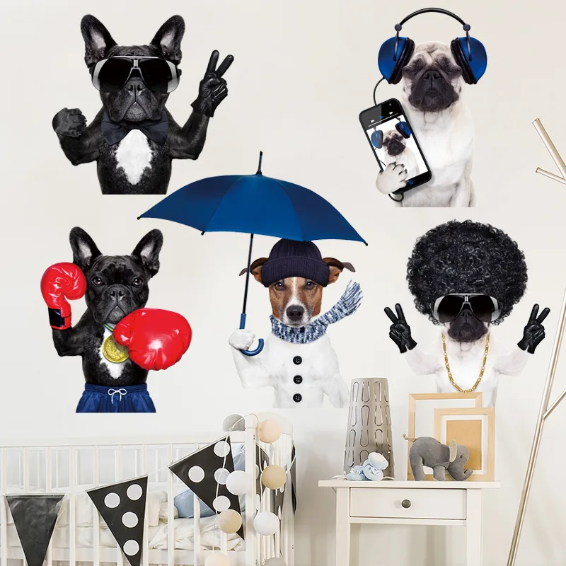 Новые забавные настенные наклейки для щенков и собак спальни детской комнаты
