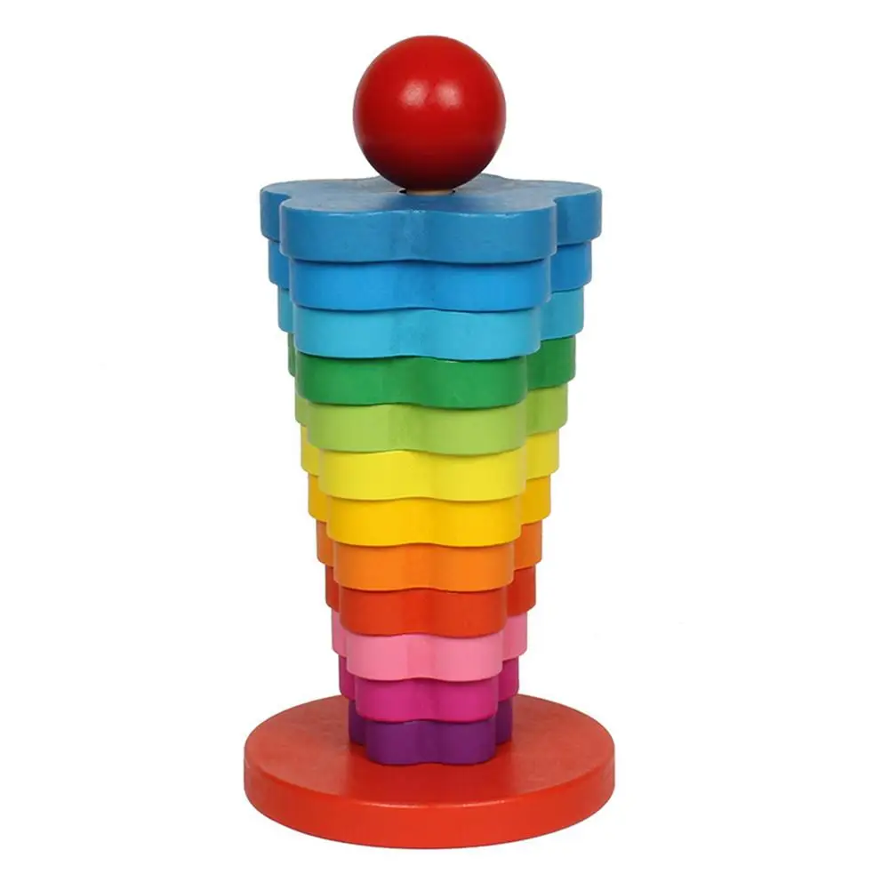 

Rainbow Stacking Ring Tower Stapelring Blocks Kids Montessori Toys Early Educational Teaching Aids Wood Baby Toys Gift