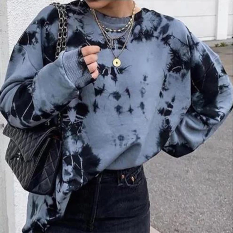 

Y2K Sweatshirt Women Oversize Pullovers 2021 Spring Autumn Streetwear Ladies Tie Dye Long Sleeve Loose Casual Sweatshirts