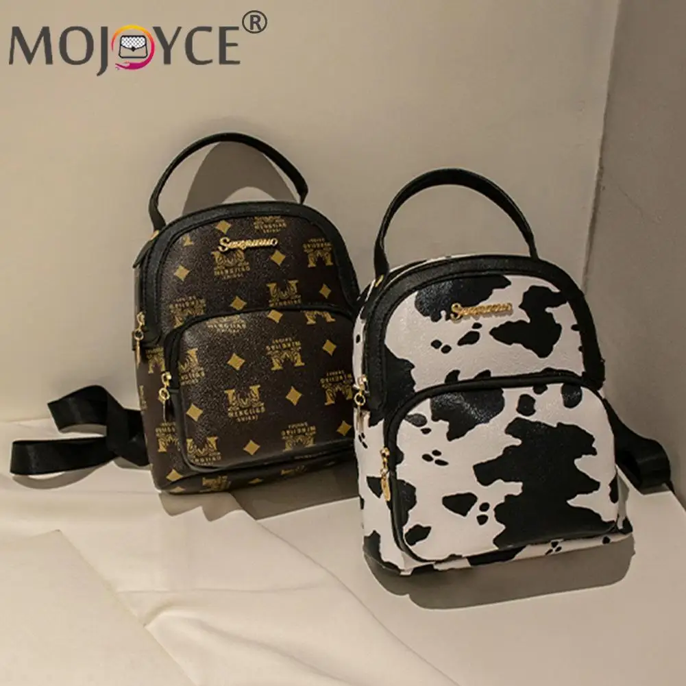 

Knapsack Backpack Bags Ladies with Animal Snake Cow Pattern Embossing Solid Casual Small with Zipper for Shopping