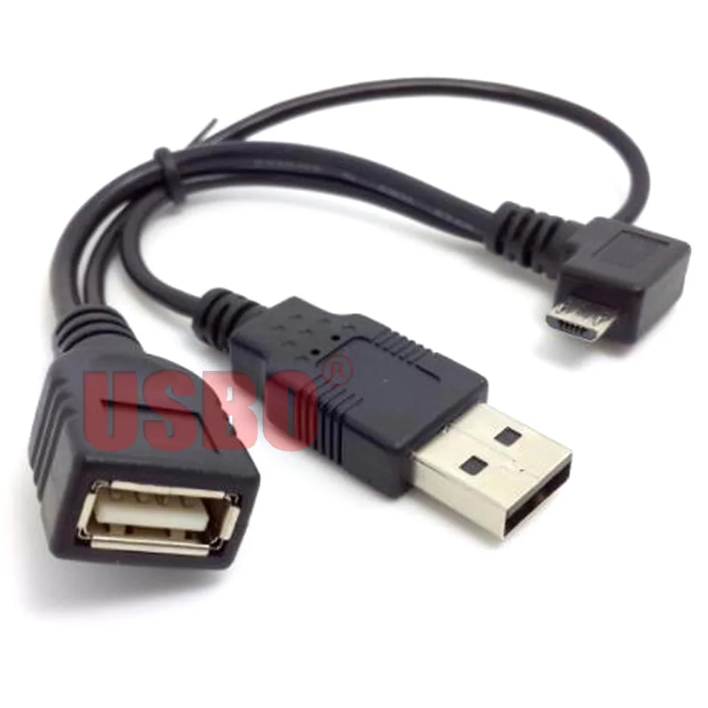 Кабель для передачи данных с внешним питанием черный прямой/локоть Micro USB 2 0 OTG