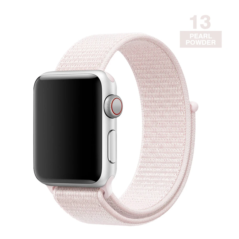 Pearl Pink Ремешок для наручных часов Apple Watch серии 3/2/1 38 мм 42 мм мягкий нейлон дышащий сменный ремешок Спортивные петли для наручных часов iwatch серии 4 5 40 мм 44 мм - Цвет ремешка: Pearl Pink