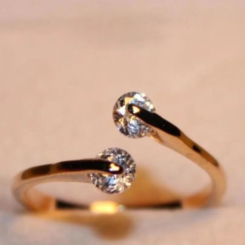 2 цвета красивое женское кольцо из чистой меди регулируемое инкрустированное