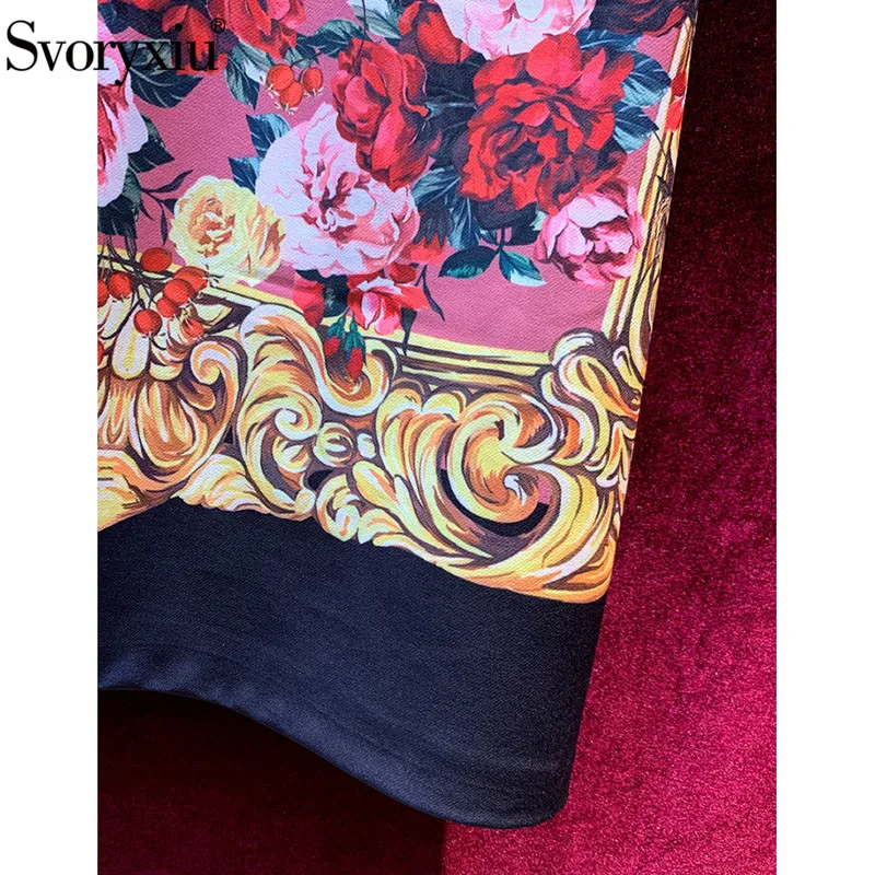 

Svoryxiu Vintage Flower Print Sleeveless Short Dress Women's Fashion Lace Beading Bow Autumn Winter Runway luxury Dresses
