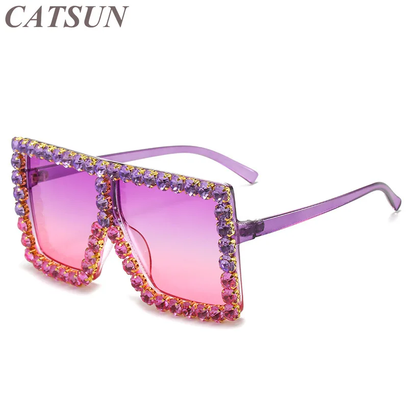 

2021 New Fashion Sunglasses Women's Personality Diamond Cool Big Box Trend Sexy Outdoor Sunscreen Glasses UV400