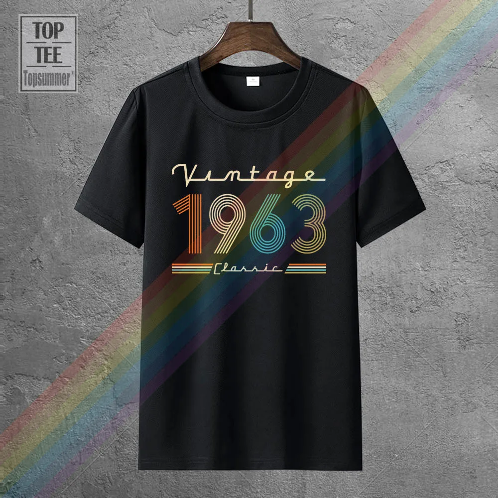 

Vintage 1963 Fun 58Th Birthday Gift Tshirts Rock Hippie Tee-Shirt Goth Gothic Mens Grunge Tracksuit T Shirt Emo Punk T Shirts