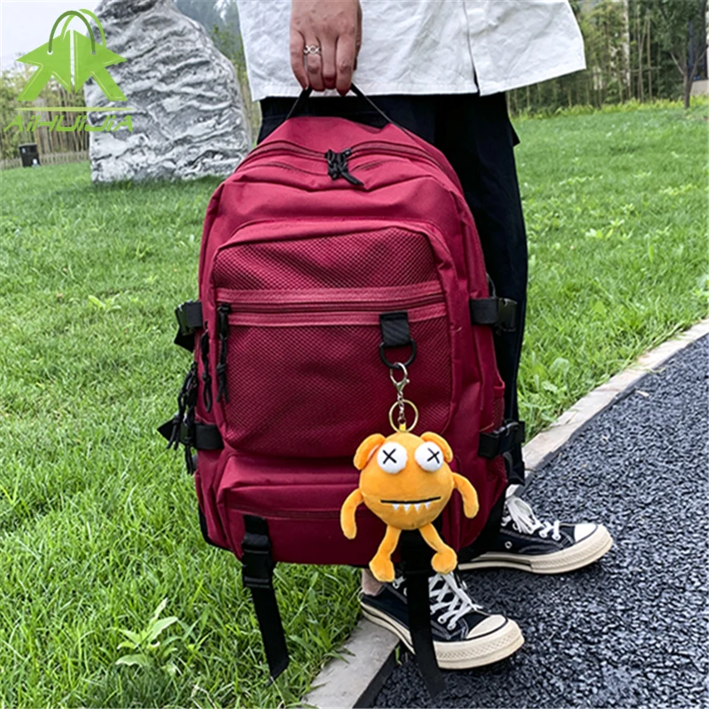 

Нейлоновый большой рюкзак унисекс с Usb-зарядкой и разъемом для наушников, однотонный школьный ранец в студенческом стиле, милый Многофункци...