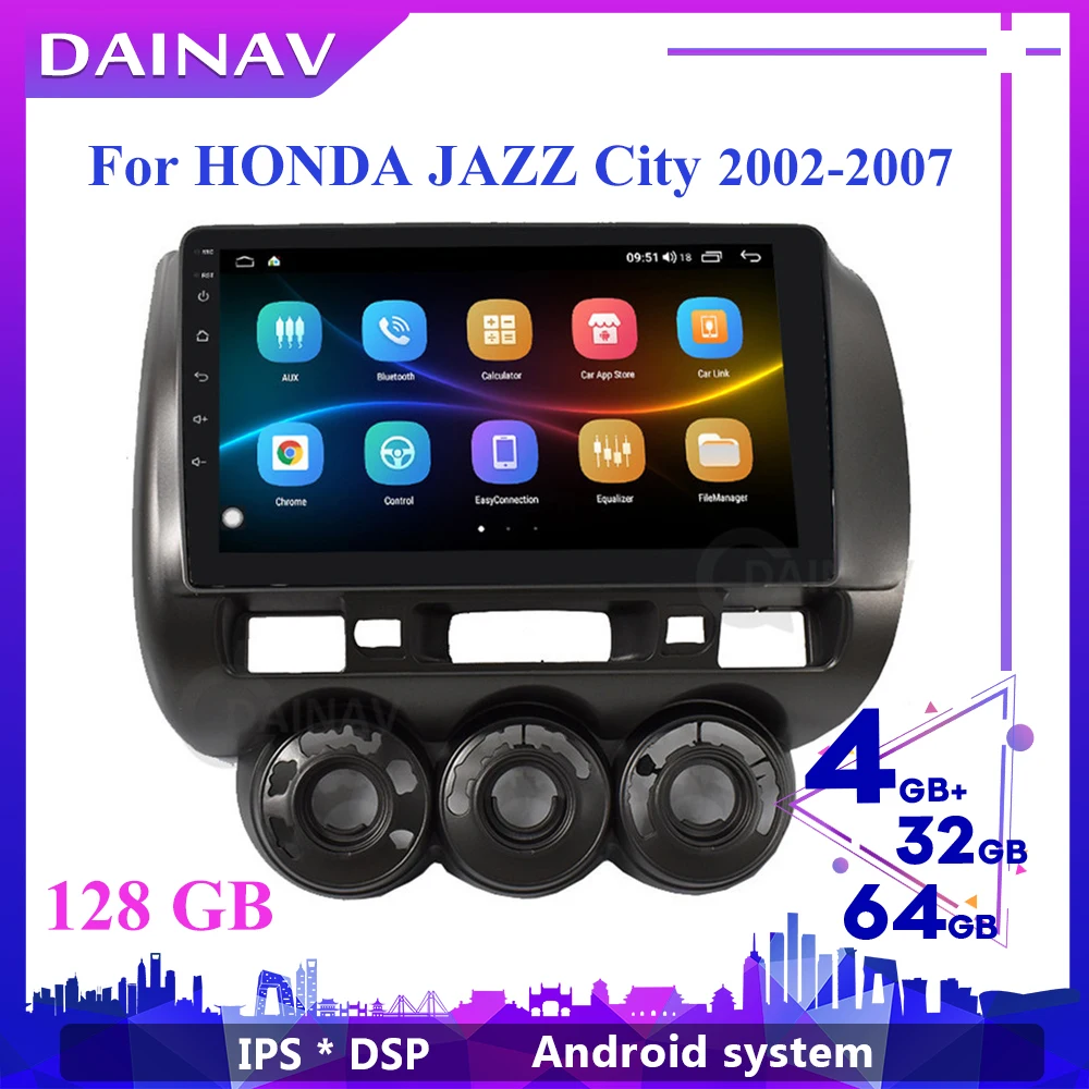 

6 + 128 ГБ Android 10 автомобильный DVD-плеер для HONDA JAZZ City 2002 2003 2004 2005 2006 2007 мультимедийный стерео навигатор GPS радио