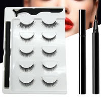 2021 free shipping 5 pairs self asdhesive eyeliner glue free and non magnetic false eyelashes set waterproof and quick drying