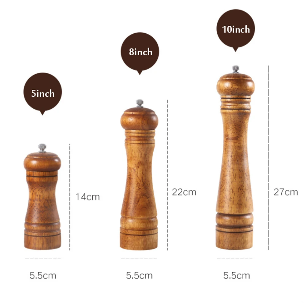 

Wood Pepper grinder Pepper Spice Mill Grinder Handheld Seasoning Mills Grinder Ceramic Grinding core BBQ Kitchen Tools