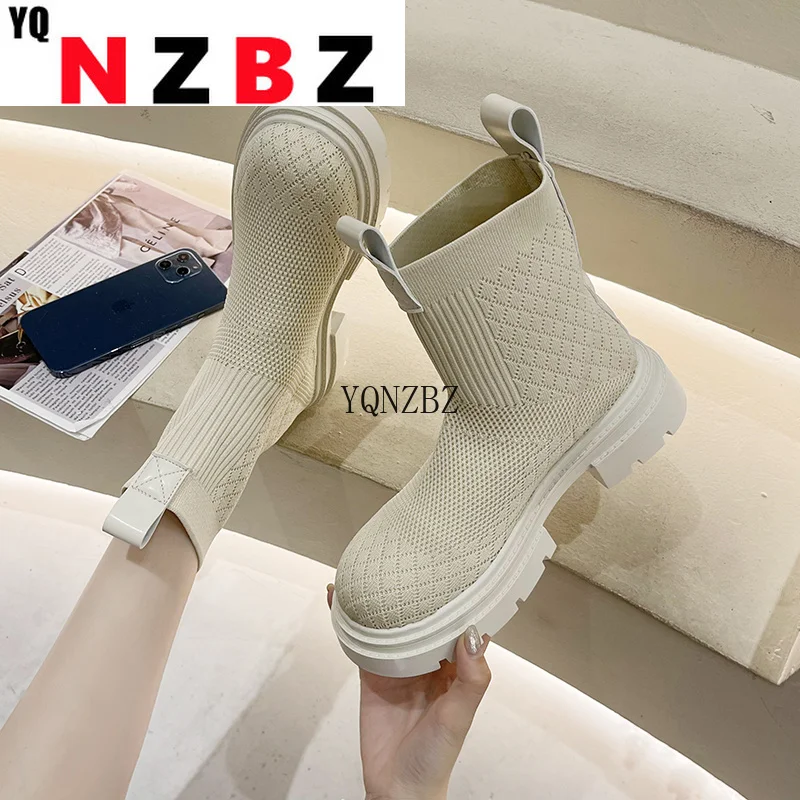 

Ботинки-мартинсы для дымохода, женские летние тонкие дышащие сетчатые ажурные ботинки, осень 2021, короткие ботинки челси на толстой подошве