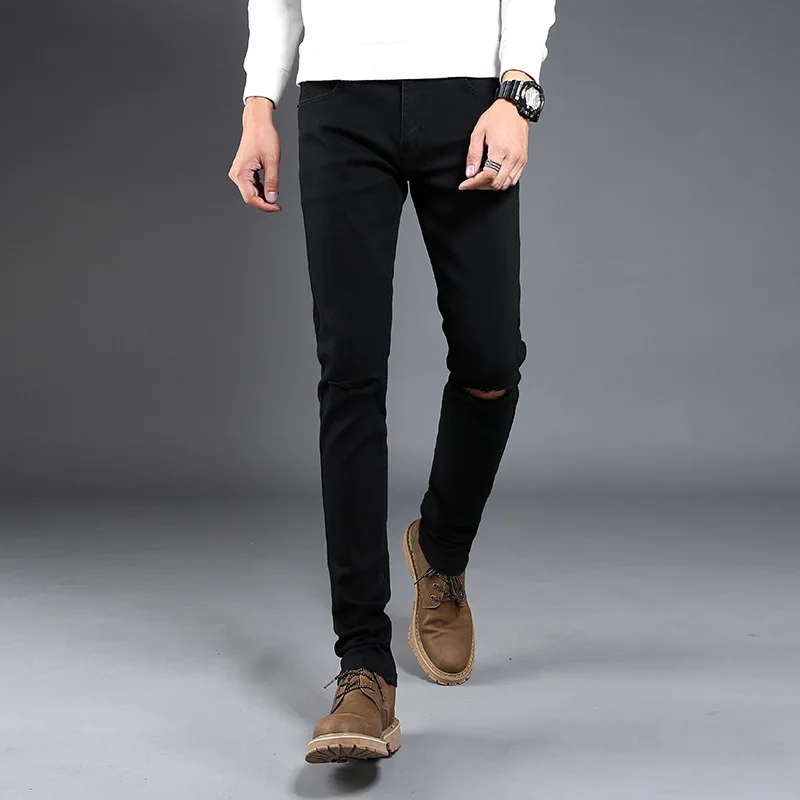 2019 New Men Classic Business Jeans Fashion Casual Primary Color Slim Fit Small Straight Male Trousers Denim Pants Brand Clothes | Мужская