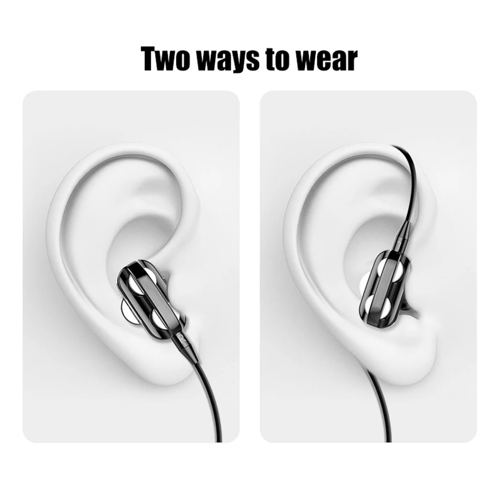 

New Sports Dual Drivers 4 Units Headset Heavy Bass Stereo HiFi In-Ear Wired Earphones Dual-Speaker Sports Headphones With Mic