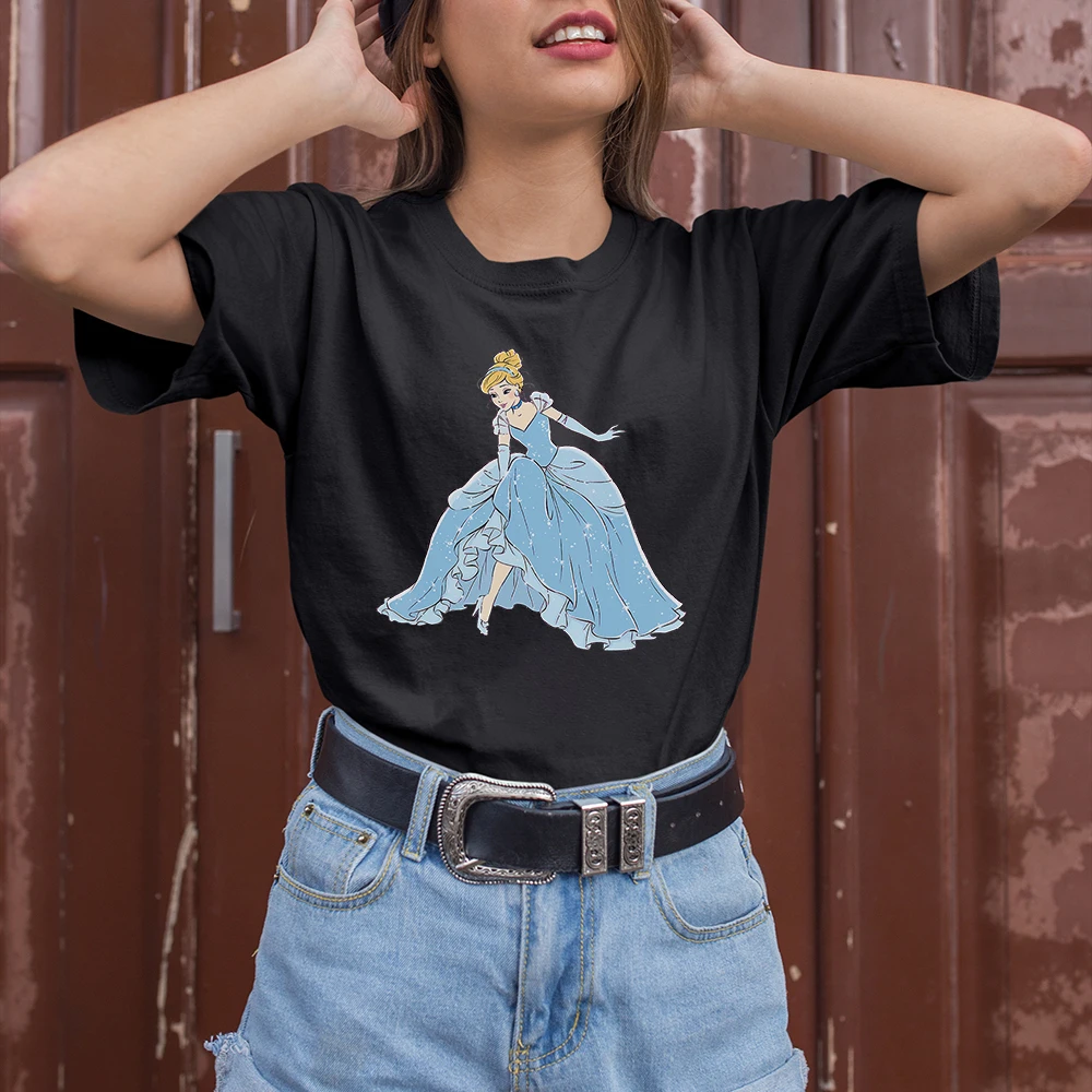 

Four Seasons Disney Cinderella Princess Women T-shirts Fashion Dropship Summer New Products Outdoor T Shirts Female Comfortable