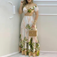 summer women elegant off shoulder party long dresses vacation holiday tripical print cropped maxi dress womens formal dresses