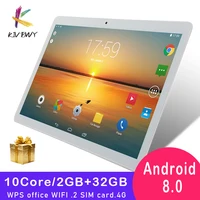 Планшет KIVBWY, 10,1 дюйма, Android 8,0, 2 + 32 ГБ, Восьмиядерный процессор Google Play, 4G LTE, телефонные звонки, Bluetooth, закаленное стекло