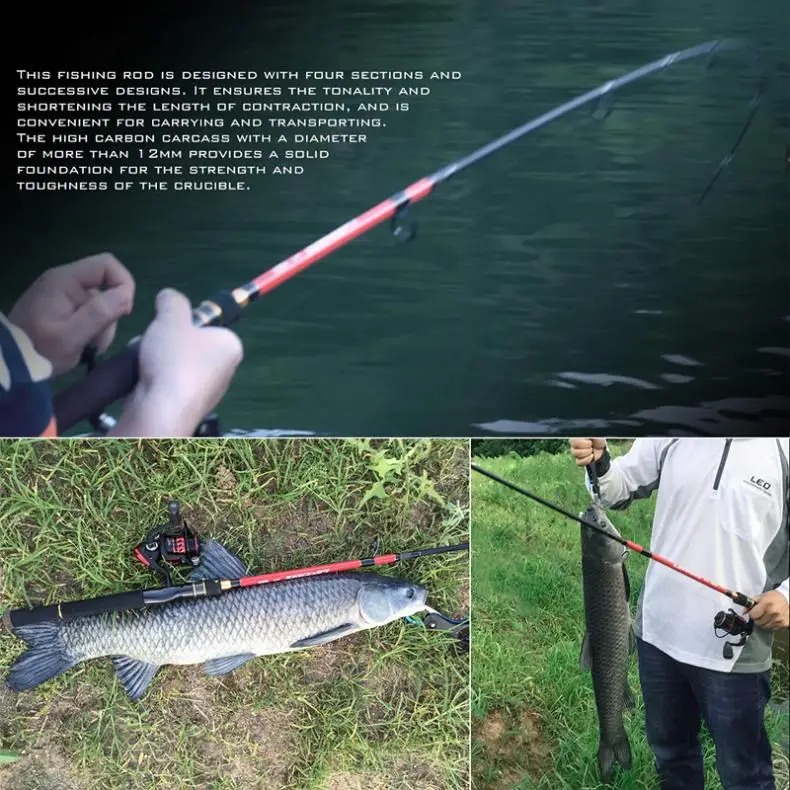 2 1 м 4-секционная Удочка из углеродного волокна Ультралегкая портативная удочка