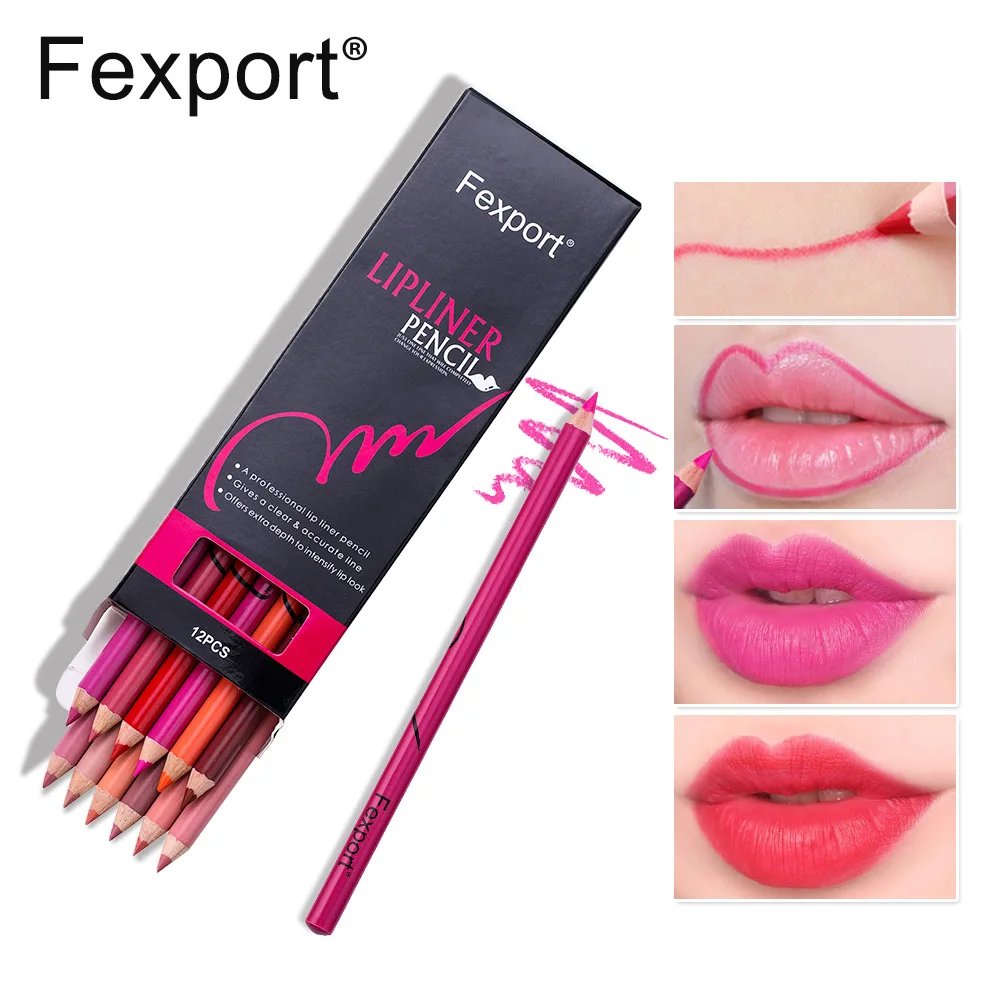 

2pcs Fexport 12-Color/Box Lip Liner F6109 Lipstick Pen Waterproof Lipliner Wholesale Makeup Cosmetic Gift for Women Hot Selling