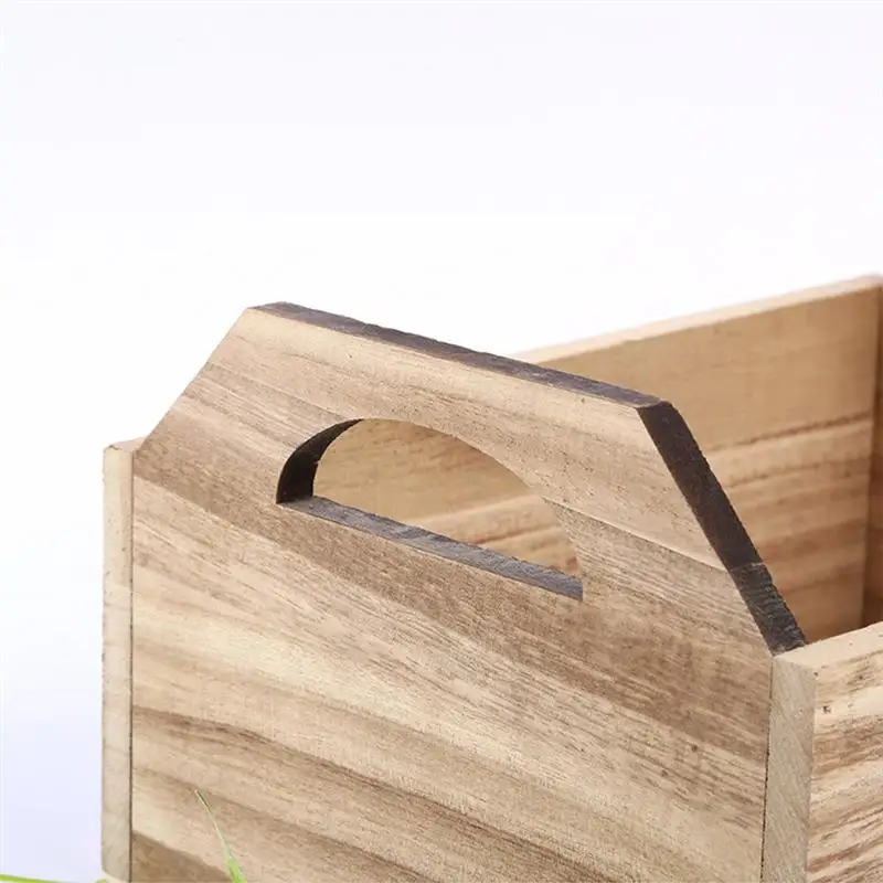 

1PC Desktop Organizer Pencil Holder Multi Functional Box Wooden Container Storage Box for Office Vanity Table (Wood Color)