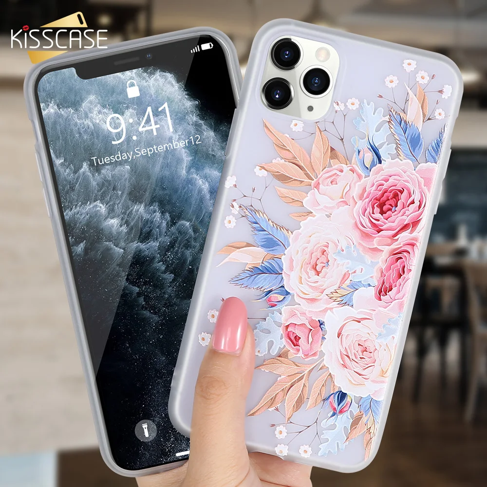 Цветочный силиконовый чехол для телефона iPhone 11 Pro XR XS MAX 5 5S SE 6 6S 7 8 Plus 3D Max мягкий из