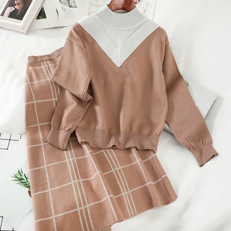 Новинка 2019 модная женская одежда осенне-зимние свитера клетчатая двухсекционная