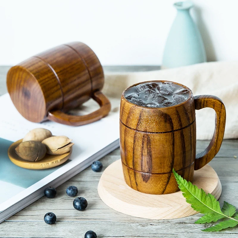 

100% New Nice Good Home Supplies Natural solid wood beer protection wooden mug, stylish design, delicate texture Wine glass