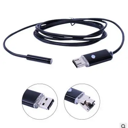 

USB 1/2m/5m/10m -7mm 6LED 2 In1 Android PC Endoscope Borescope Inspection Mini, portable Camera for Android Phone