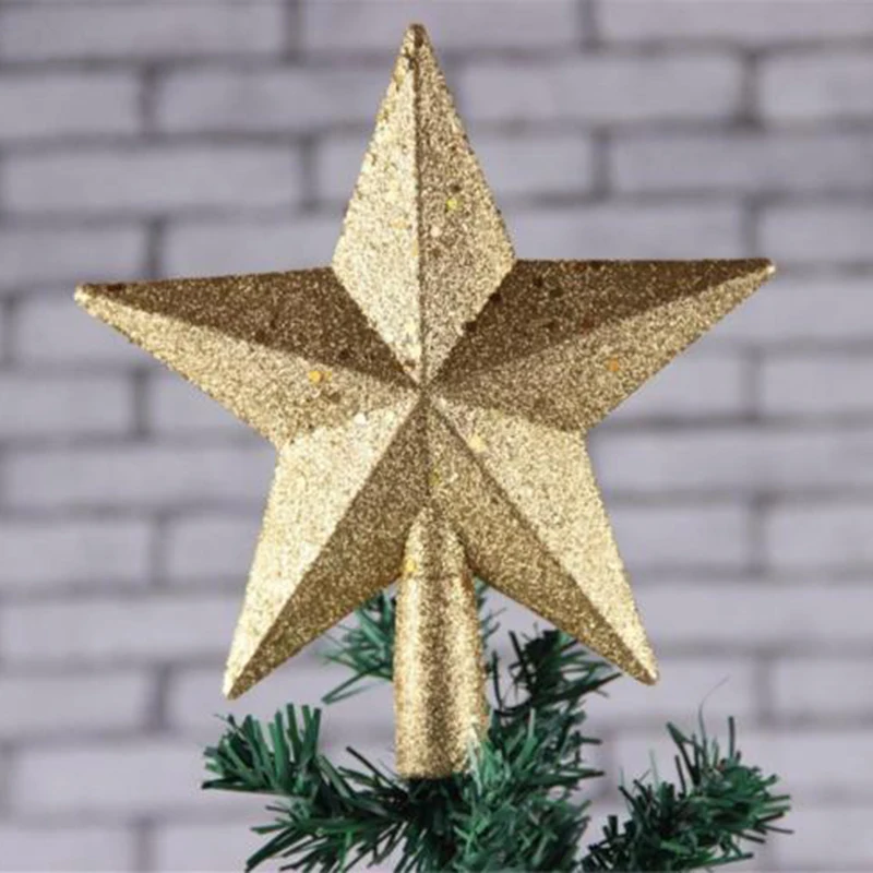 Christmas Tree Top Star Topper Glitter Finish 15cm For Of Decoration Home Graden Decora | Дом и сад