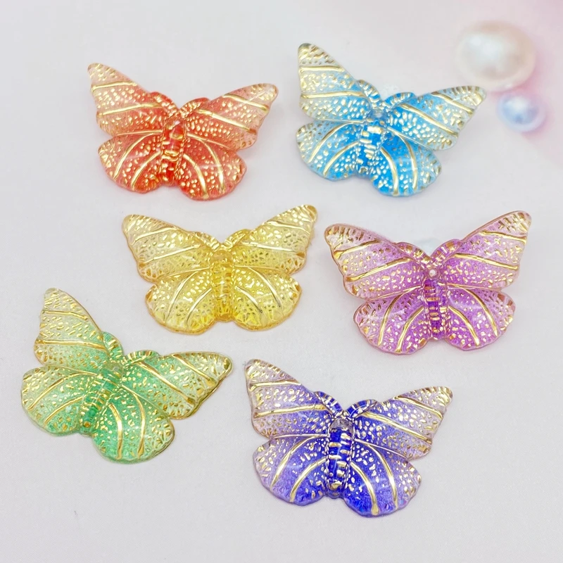 Новинка 20 шт. 15*23 мм полимерные смешанные цвета мини бабочки Стразы с плоской