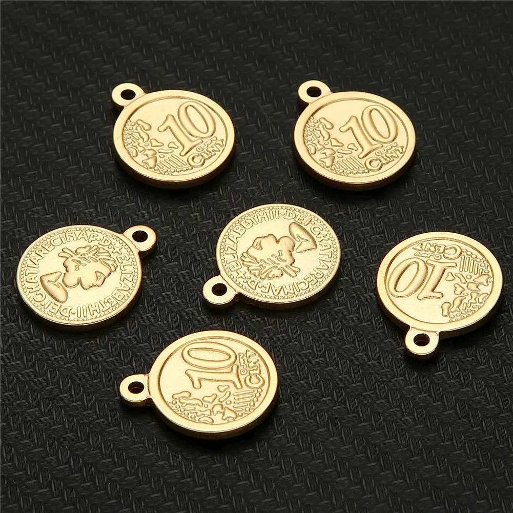 

5Pcs/lot Vintage Stainless Steel Round Coin Pendants For Jewelry DIY Making Handmade Round Coin Tag Accessory