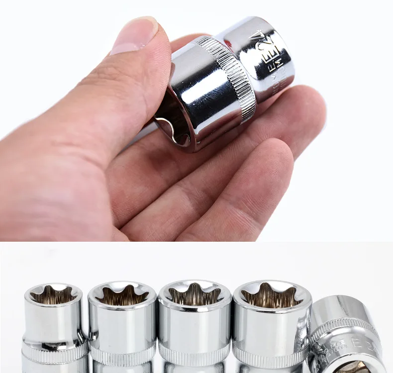 Crv material 14pcs/set E Torx Star Female Bit Socket Set 1/2" 3/8" 1/4" Drive E4 - E24 repair tool hand set high quanlity |