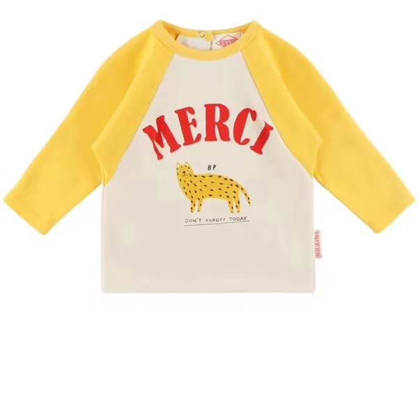 Tshirt Коллекция года, Bebe de Pi*, осенняя одежда в Корейском стиле для маленьких мальчиков и девочек футболка с длинными рукавами для малышей милые топы с надписями, детские футболки - Цвет: Tshirt